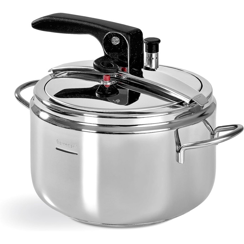 Barazzoni Pentola a Pressione Modello Basic, ø22cm, capacità 5lt, Induzione, Made in Italy, Acciaio Inox 18/10, Argento, 22 cm