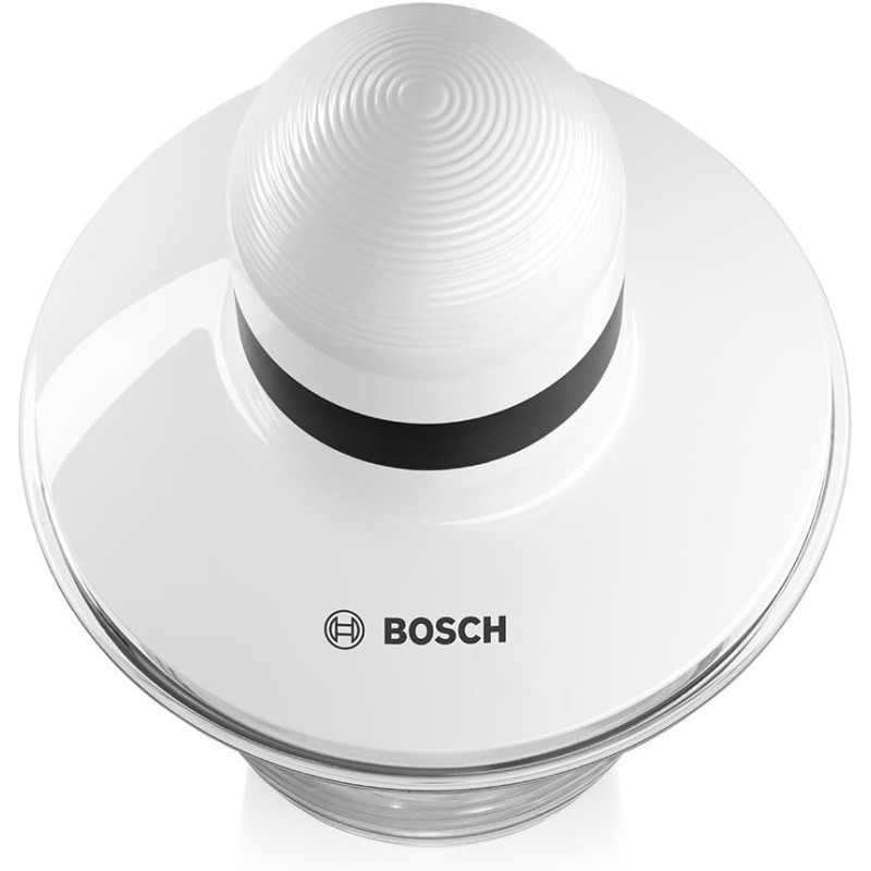 Bosch Tritatutto MMR08A1, 400W, Lame Acciaio Inox, Ciotola 800 ml Lavabile in Lavastoviglie, Contenitore Adatto al Microonde, Semplice da Usare, Bianco