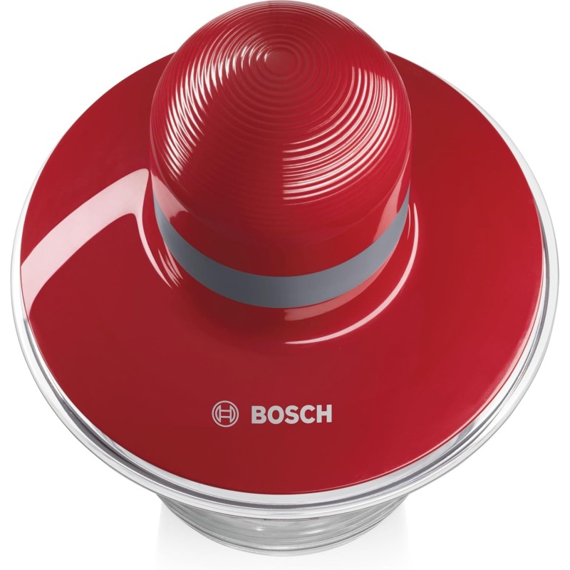 Bosch Tritatutto MMR08R2, 400W, Lame Acciaio Inox, Ciotola 800 ml Lavabile in Lavastoviglie, Contenitore Adatto al Microonde, Semplice da Usare, Rosso