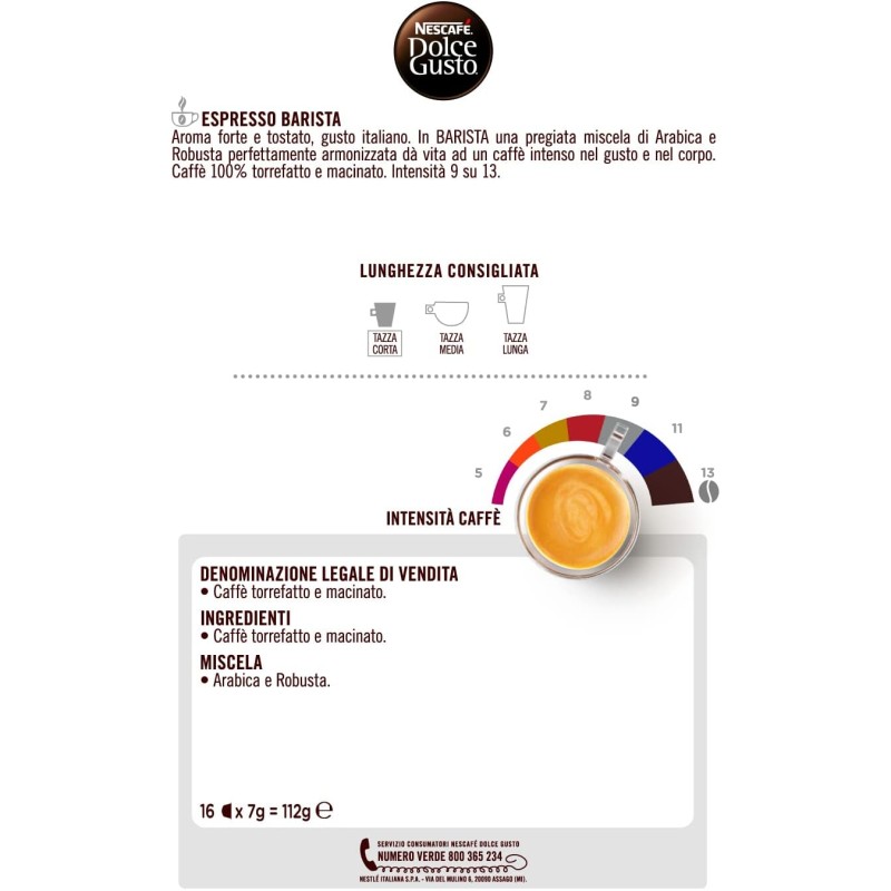 NESCAFÉ DOLCE GUSTO Espresso Barista Caffè, 6 Confezioni da 16 Capsule (96 Capsule Compatibili Nescafé Dolce Gusto) NESCAFÉ DOLCE GUSTO Espresso Barista Caffè, 6 Confezioni da 16 Capsule (96 Capsule Compatibili Nescafé Dolce Gusto)