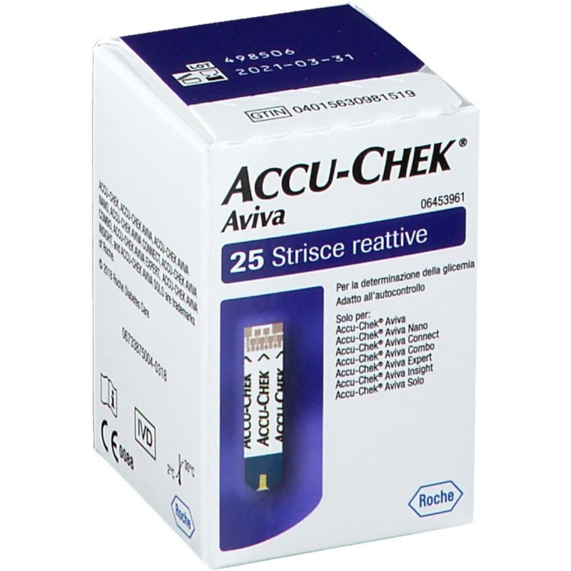 ACCU-CHEK Aviva Strisce Reattive per la Glicemia, 25 Pezzi