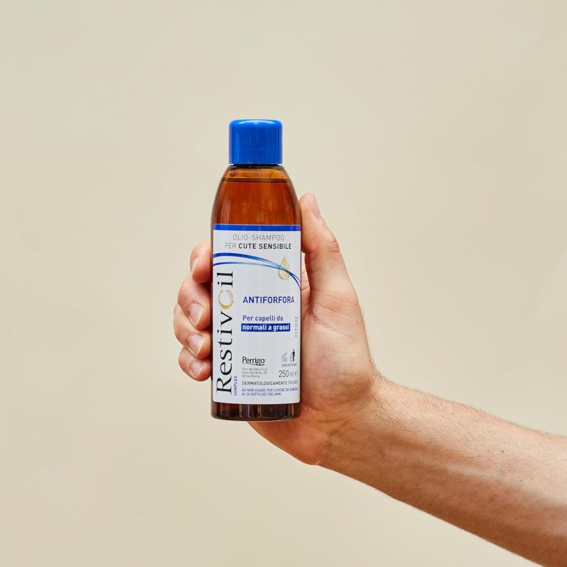 RestivOil Complex Olio Shampoo Delicato Antiforfora per Capelli da Normali a Grassi con Azione Antiseborroica e Anti Prurito, Shampoo Senza Schiuma, 250 ml
