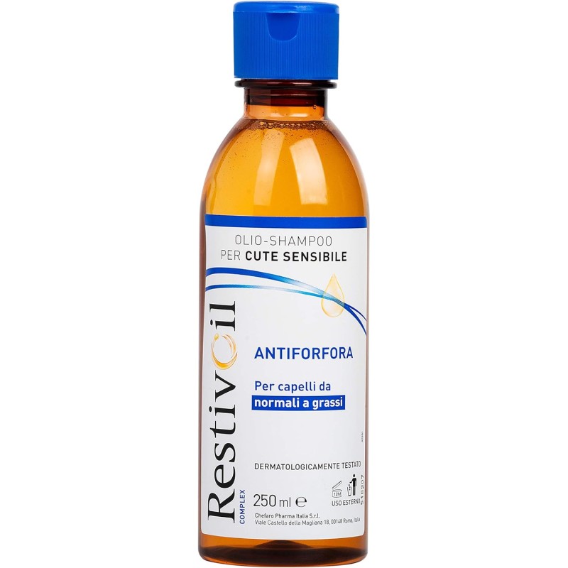 RestivOil Complex Olio Shampoo Delicato Antiforfora per Capelli da Normali a Grassi con Azione Antiseborroica e Anti Prurito, Shampoo Senza Schiuma, 250 ml