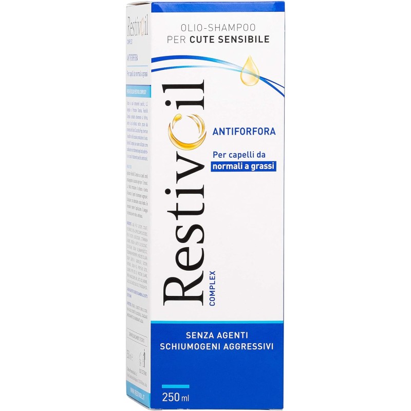 RestivOil Complex Olio Shampoo Delicato Antiforfora per Capelli da Normali a Grassi con Azione Antiseborroica e Anti Prurito, Shampoo Senza Schiuma, 250 ml