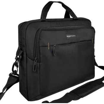 Amazon Basics Borsa compatta a tracolla per laptop con tasche portaoggetti per accessori, custodia da trasporto, 14 pollici - 35,6 cm, 1 unità, confezione da 1, Nero - 35.6 cm Amazon Basics Borsa compatta a tracolla per laptop con tasche portaoggetti per accessori, custodia da trasporto, 14 pollici - 35,6 cm, 1 unità, confezione da 1, Nero - 35.6 cm