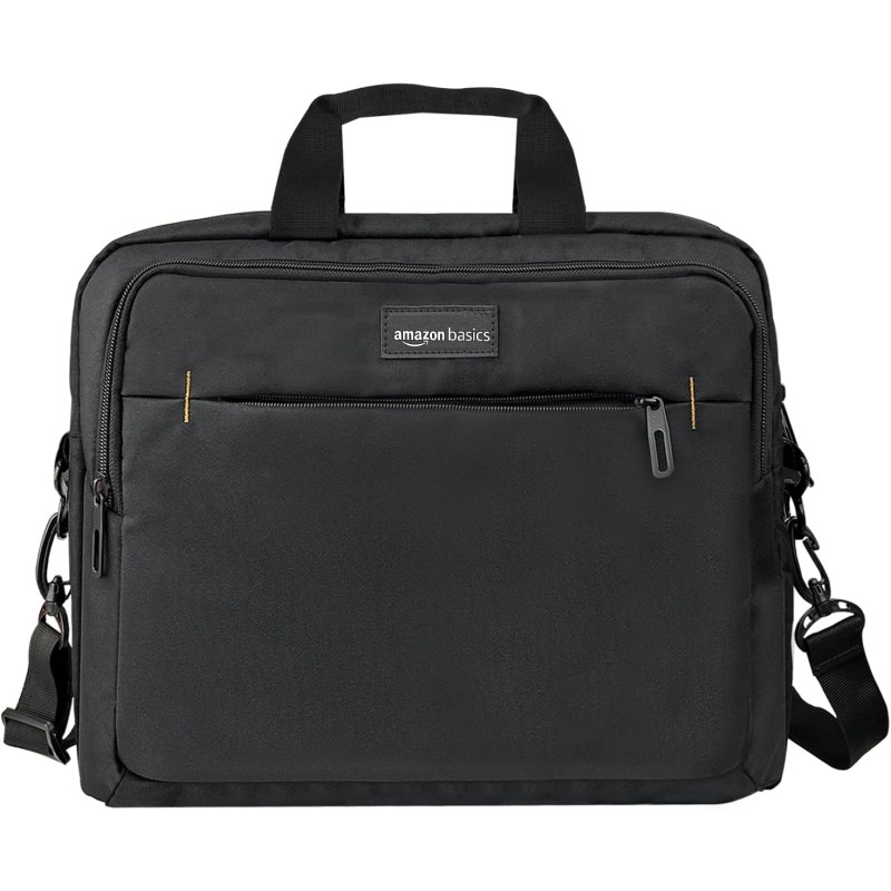 Amazon Basics Borsa compatta a tracolla per laptop con tasche portaoggetti per accessori, custodia da trasporto, 14 pollici - 35,6 cm, 1 unità, confezione da 1, Nero - 35.6 cm