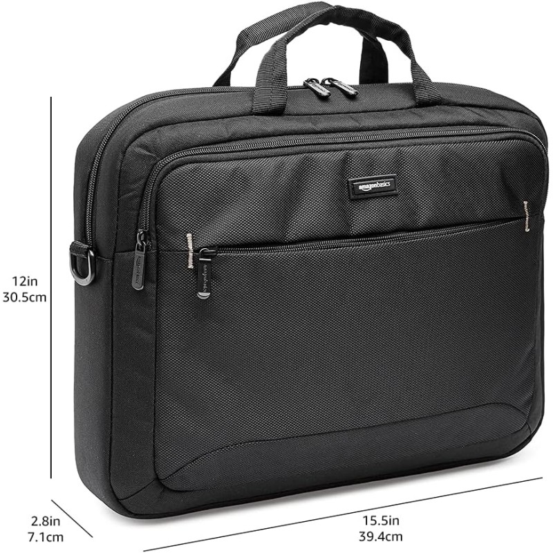 Amazon Basics Borsa compatta per computer portatile con tasche per accessori (15,6 pollici, 40 cm), nero, confezione da 1 - 40 cm