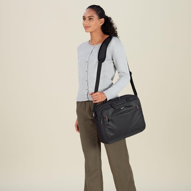 Amazon Basics Borsa compatta per computer portatile con tasche per accessori (15,6 pollici, 40 cm), nero, confezione da 1 - 40 cm