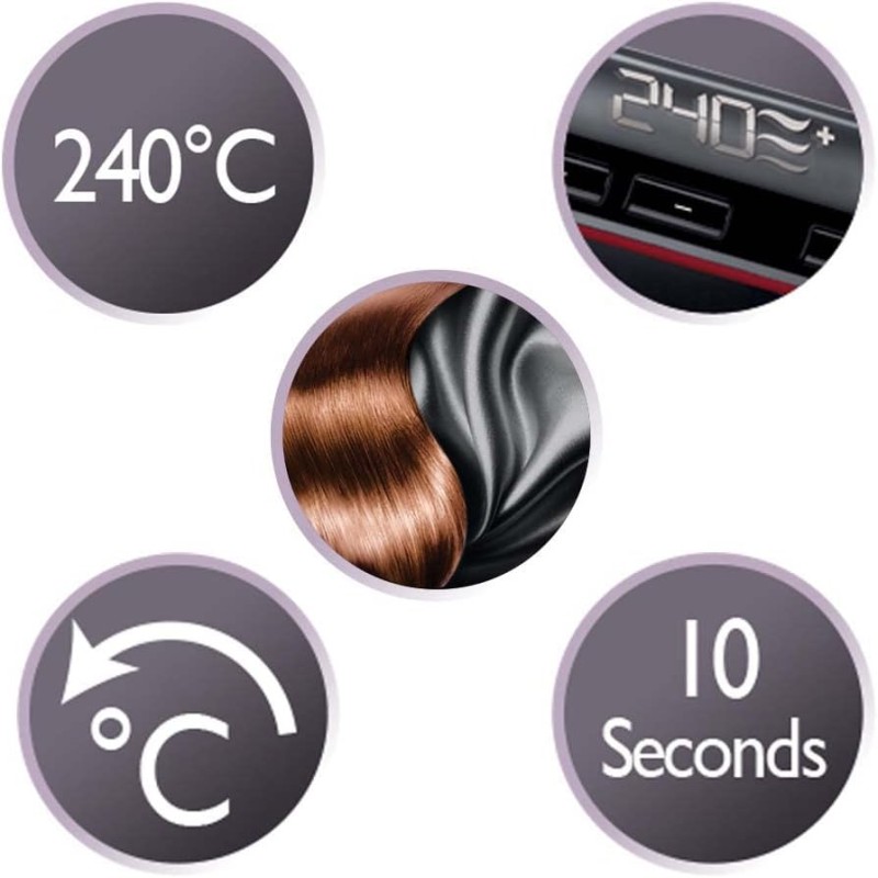 Remington Piastra per Capelli Silk - Rivestimento Ceramico a Doppio strato con Proteine ​​della Seta per capelli Lisci e Lucenti - Display LCD, 150-235°C, max 30 secondi 240°C, Piastra Capelli S9600