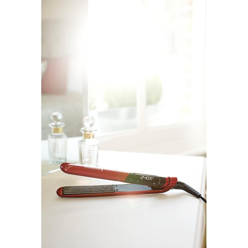 Remington Piastra per Capelli Silk - Rivestimento Ceramico a Doppio strato con Proteine ​​della Seta per capelli Lisci e Lucenti - Display LCD, 150-235°C, max 30 secondi 240°C, Piastra Capelli S9600