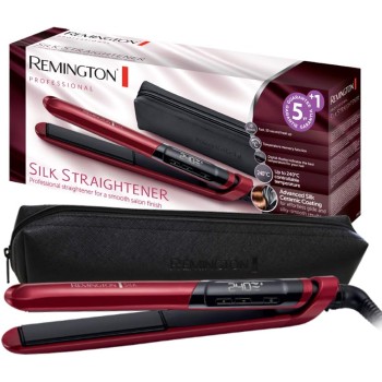 Remington Piastra per Capelli Silk - Rivestimento Ceramico a Doppio strato con Proteine ​​della Seta per capelli Lisci e Lucenti - Display LCD, 150-235°C, max 30 secondi 240°C, Piastra Capelli S9600