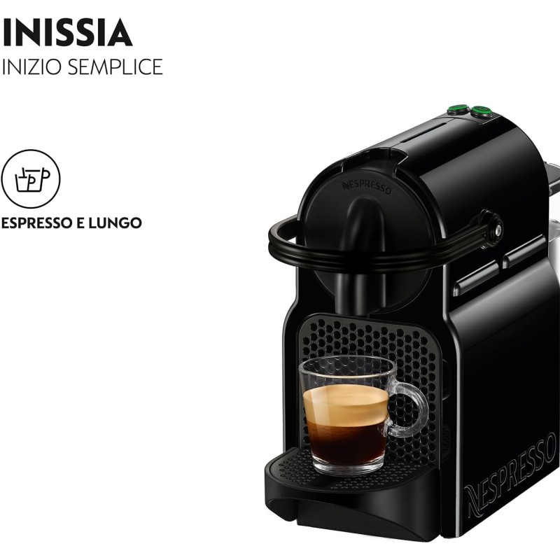 Nespresso Inissia EN80.B, Macchina da caffè di De'Longhi, Sistema Capsule Nespresso, Serbatoio acqua 0.7L, Nero
