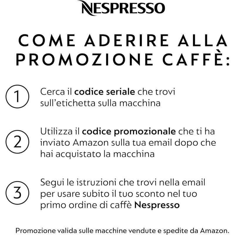Nespresso Inissia EN80.B, Macchina da caffè di De'Longhi, Sistema Capsule Nespresso, Serbatoio acqua 0.7L, Nero