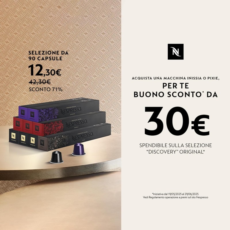 Nespresso Inissia EN80.CW, Macchina da caffè di De'Longhi, Sistema Capsule Nespresso, Serbatoio acqua 0.7L, Cream White - Bianco Base Nespresso Inissia EN80.CW, Macchina da caffè di De'Longhi, Sistema Capsule Nespresso, Serbatoio acqua 0.7L, Cream White - Bianco Base