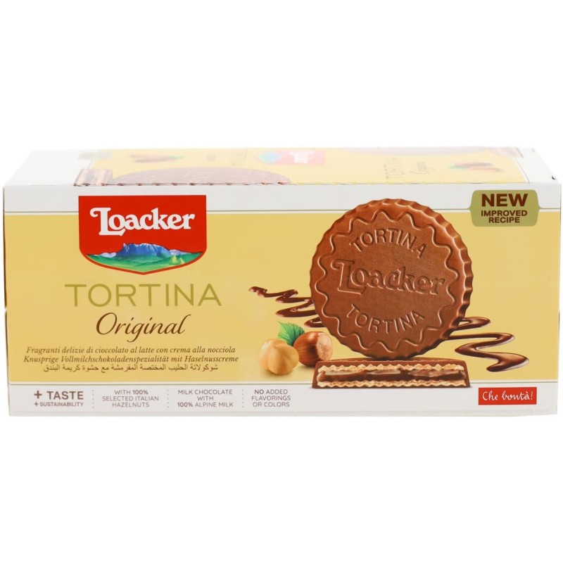 Loacker - Tortine Gran Pasticceria Original - Tortine con Cuore di Crema alla Nocciola e Cialde Wafer, Ricoperte di Cioccolato al Latte - Merenda e Snack - 1 Confezione da 24 Tortine - 21 g (Confezione da 1) Loacker - Tortine Gran Pasticceria Original - Tortine con Cuore di Crema alla Nocciola e Cialde Wafer, Ricoperte di Cioccolato al Latte - Merenda e Snack - 1 Confezione da 24 Tortine - 21 g (Confezione da 1)