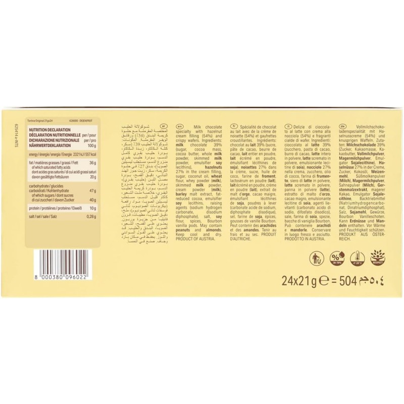 Loacker - Tortine Gran Pasticceria Original - Tortine con Cuore di Crema alla Nocciola e Cialde Wafer, Ricoperte di Cioccolato al Latte - Merenda e Snack - 1 Confezione da 24 Tortine - 21 g (Confezione da 1) Loacker - Tortine Gran Pasticceria Original - Tortine con Cuore di Crema alla Nocciola e Cialde Wafer, Ricoperte di Cioccolato al Latte - Merenda e Snack - 1 Confezione da 24 Tortine - 21 g (Confezione da 1)