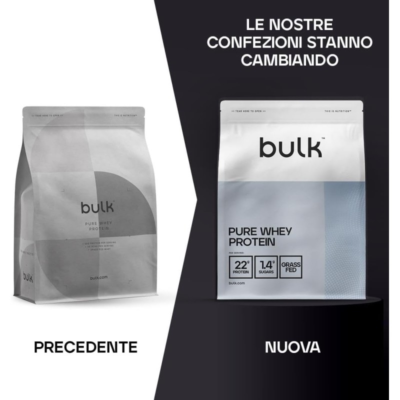 Bulk Pure Whey Proteine in Polvere | Cioccolato | 22g Proteine e 5g BCAA per dose | Basso contenuto di zuccheri | Supporta la crescita e il recupero muscolare | Facile da miscelare | 1kg - 33 Porzioni (Confezione da 1) Bulk Pure Whey Proteine in Polvere | Cioccolato | 22g Proteine e 5g BCAA per dose | Basso contenuto di zuccheri | Supporta la crescita e il recupero muscolare | Facile da miscelare | 1kg - 33 Porzioni (Confezione da 1)
