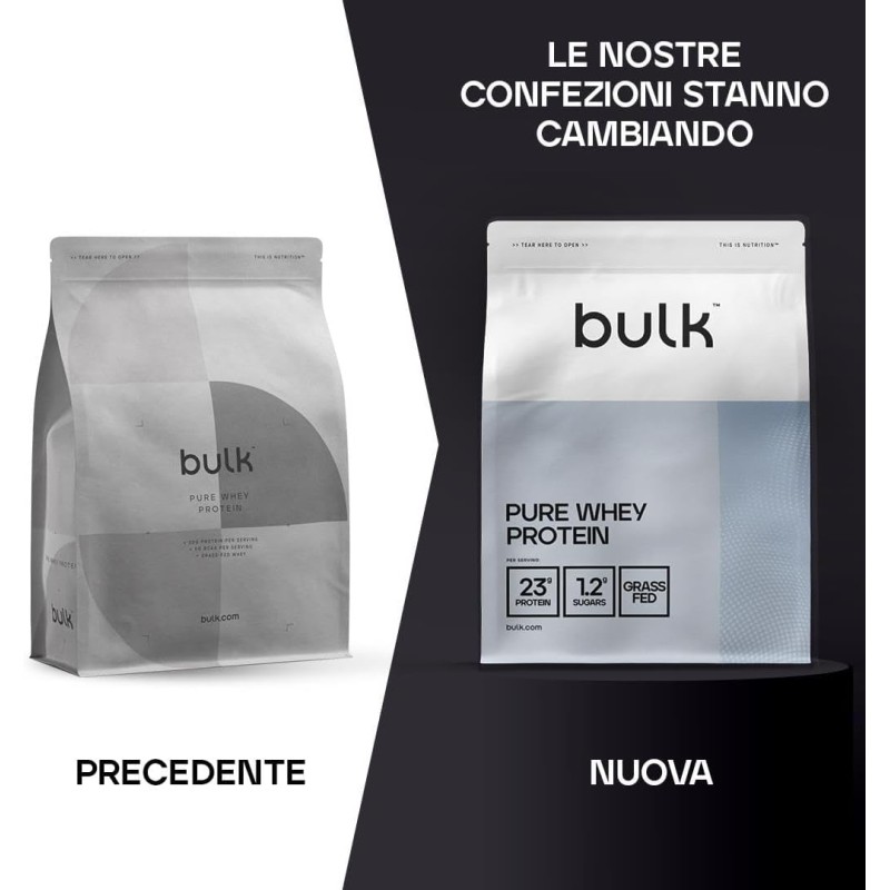 Bulk Pure Whey Proteine in Polvere | Vaniglia | 22g Proteine e 5g BCAA per dose | Basso contenuto di zuccheri | Supporta la crescita e il recupero muscolare | Facile da miscelare | 1kg - 33 Porzioni (Confezione da 1)