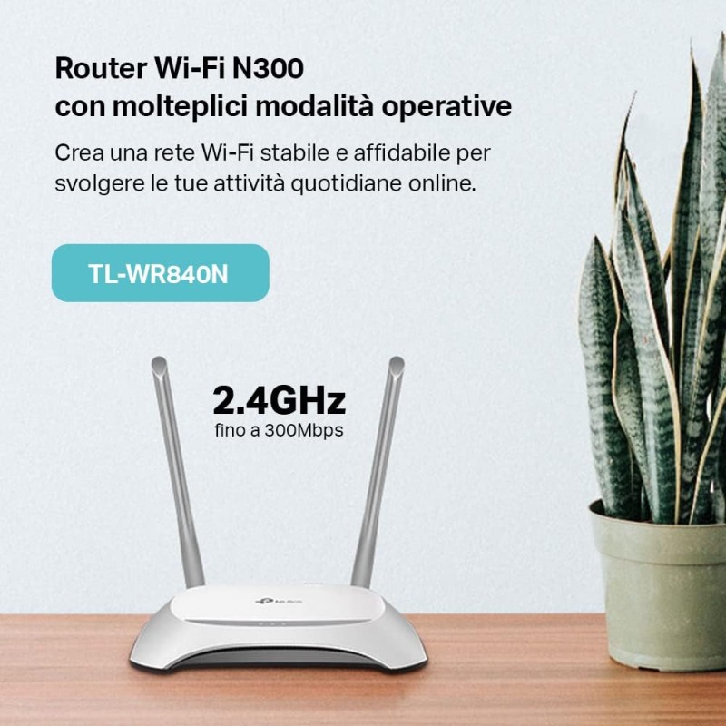 TP-Link TL-WR840N Router Ethernet Wi-Fi N300 Wireless, 5 Porte 10/100M, Parental Control, Supporto IPTV, IPv6, Rete Ospiti, WPS, Router, Ripetitori, Access Point e Modalità WISP, non supporta xDSL TP-Link TL-WR840N Router Ethernet Wi-Fi N300 Wireless, 5 Porte 10/100M, Parental Control, Supporto IPTV, IPv6, Rete Ospiti, WPS, Router, Ripetitori, Access Point e Modalità WISP, non supporta xDSL