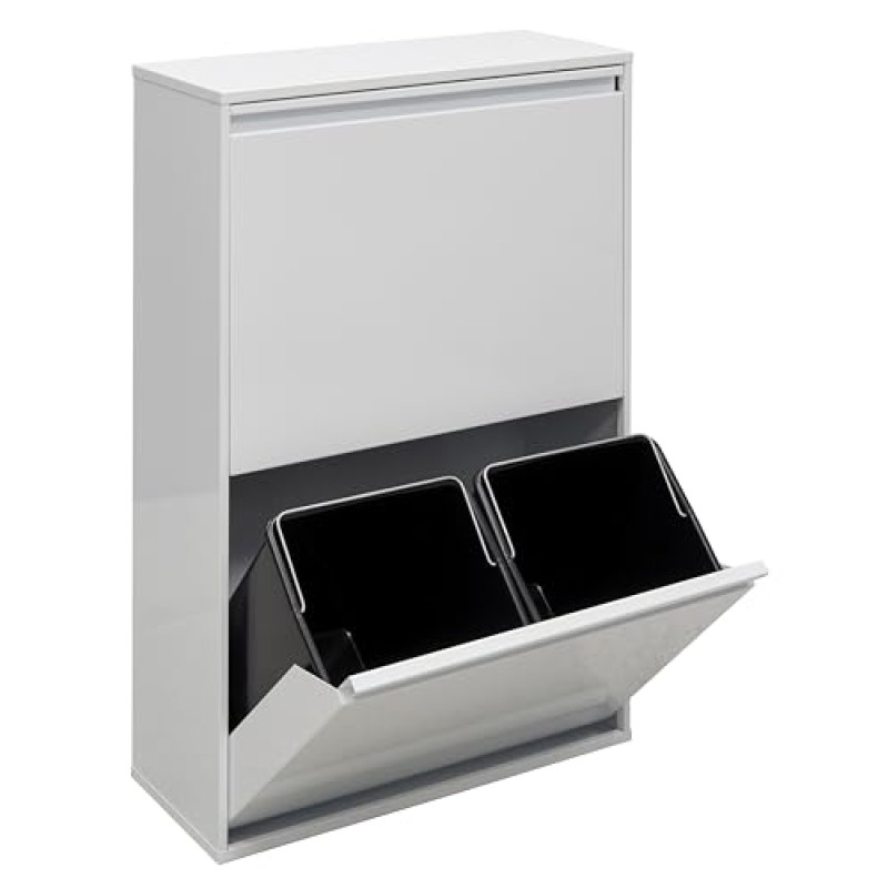 ARREGUI Basic CR601-B Pattumiera Differenziata 4 Scomparti | 4x17 L (68 L) | Contenitore in Acciaio da Interno | Mobile per Raccolta Differenziata | Cestino per Spazzatura da Cucina e Ufficio | Bianco - 4x17 L (68 L) Bianco