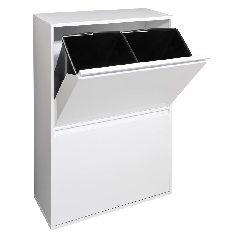 ARREGUI Basic CR601-B Pattumiera Differenziata 4 Scomparti | 4x17 L (68 L) | Contenitore in Acciaio da Interno | Mobile per Raccolta Differenziata | Cestino per Spazzatura da Cucina e Ufficio | Bianco - 4x17 L (68 L) Bianco