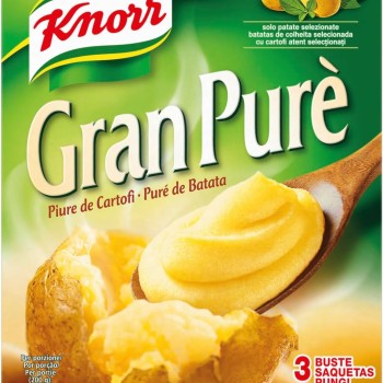 Knorr Gran Purè, Piatti Pronti Knorr con Patate da Agricoltura Sostenibile, Senza Coloranti, Senza Conservanti e Senza Glutine, Confezione da, 225g - 225 g (Confezione da 1)