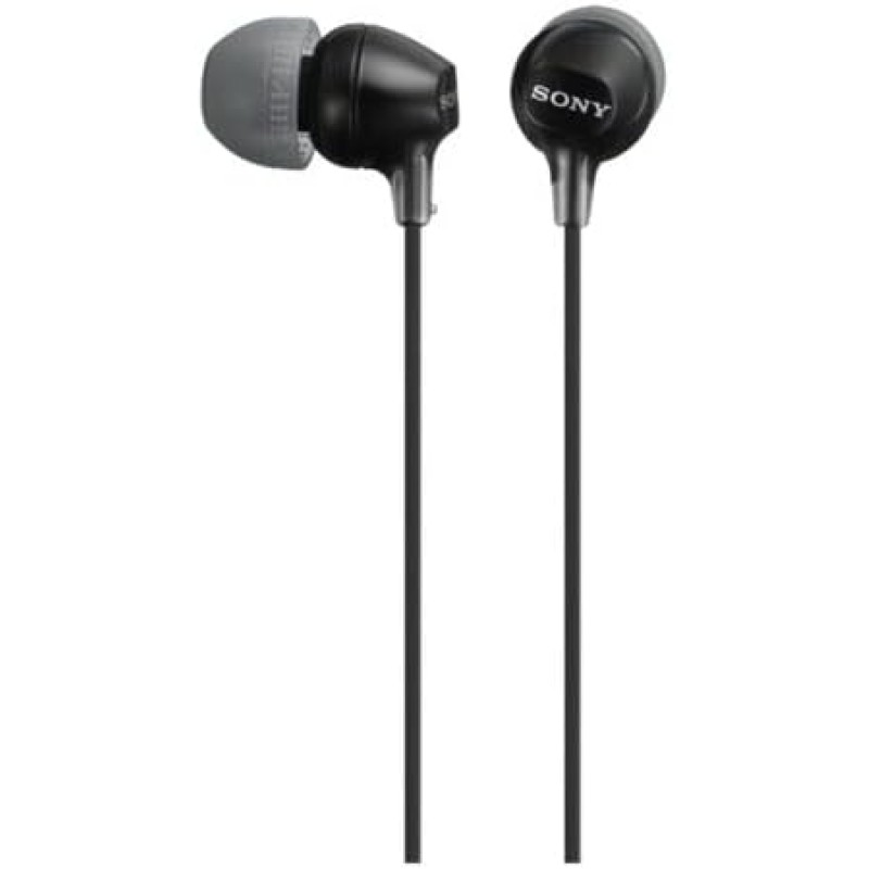 Sony MDR-EX15AP - Cuffie in-ear con microfono, Auricolari in silicone, Nero - Nero