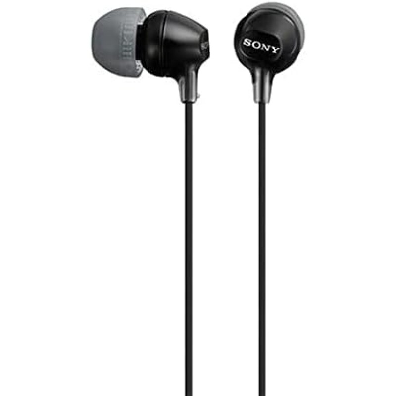 Sony MDR-EX15AP - Cuffie in-ear con microfono, Auricolari in silicone, Nero - Nero