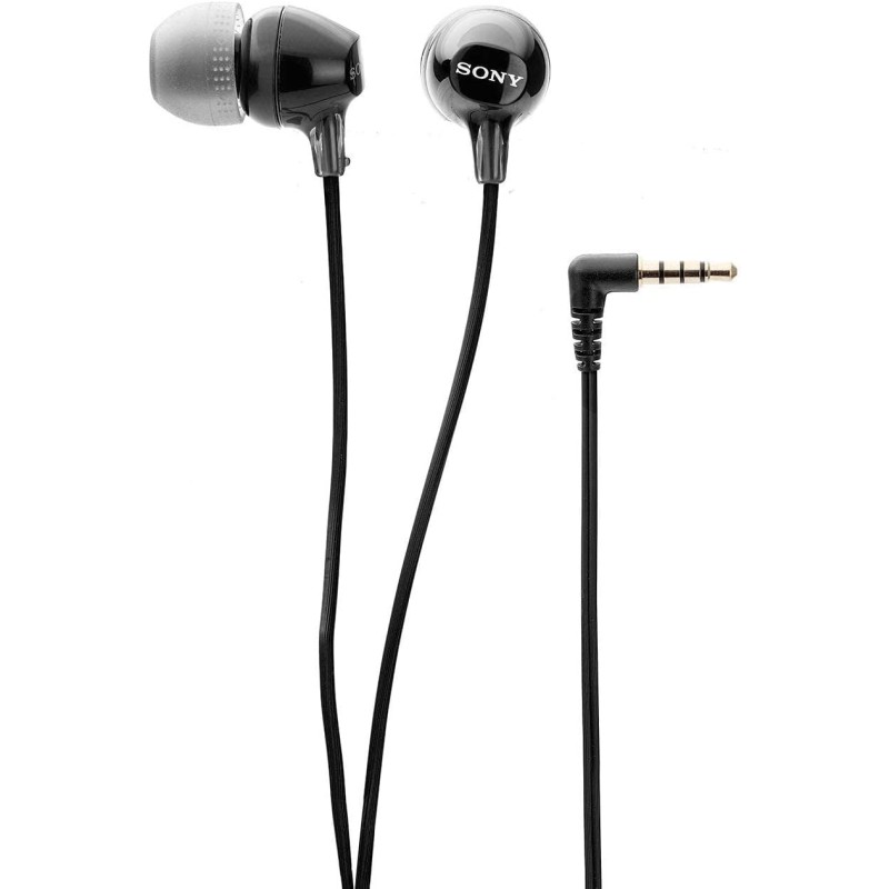 Sony MDR-EX15AP - Cuffie in-ear con microfono, Auricolari in silicone, Nero - Nero
