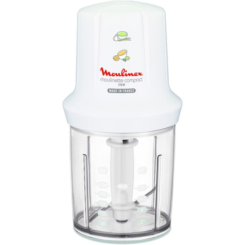 Moulinex DJ3001 Moulinette Compact, 270 W, 43 Decibel, plastica, Bianco - 270w