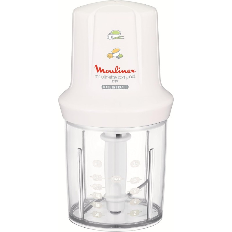 Moulinex DJ3001 Moulinette Compact, 270 W, 43 Decibel, plastica, Bianco - 270w