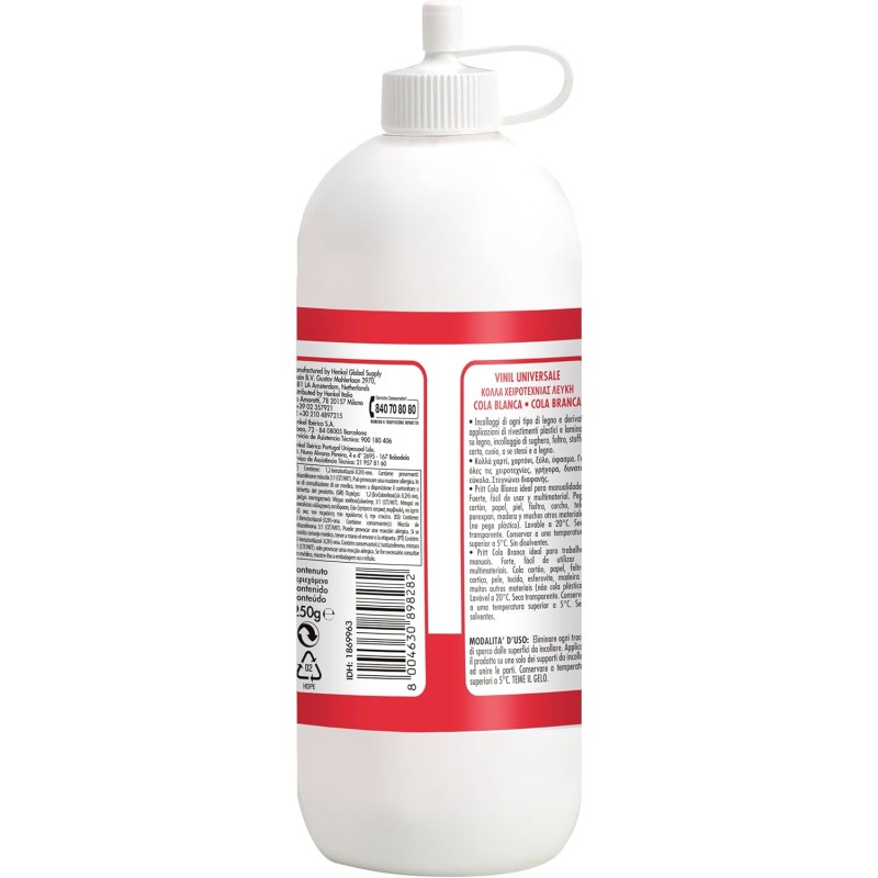 Pritt Colla Vinil Universale, Colla Vinilica, Colla per Lavoretti e Fai da te, Indispensabile per Uso Scuola, Casa e Ufficio, Feltro e Carta da Parati, per Pitture e Stucchi, Colla da 250 g
