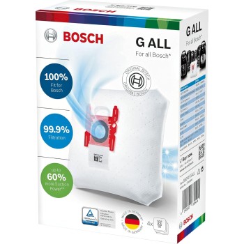 Bosch Bbz41Fgall, Quattro Sacchetti Powerprotect Per Aspirapolvere, Bianco
