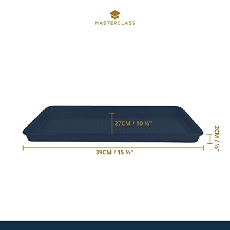 MasterClass Crusty Bake, teglia da forno antiaderente senza PTFE, PFOA e BPA, robusta lastra in acciaio al carbonio spessa 1 mm, con fori forati per una maggiore croccantezza, ultra doppio strato, 39x27 cm, grigio - 39 x 27 x 2 cm