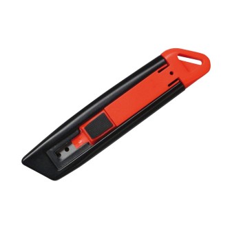 Portwest KN10BKR Cutter di Sicurezza Retrattile, Nero/Rosso