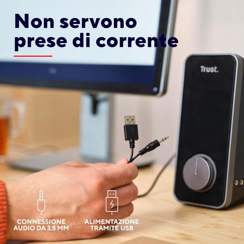 Trust arys standard Casse PC 2.0 Set Altoparlanti Stereo, 28 W, Alimentazione USB, Jack AUX 3.5 mm, Casse per PC Fisso, Altoparlante per Computer, Portatile, Tablet, Smartphone - Nero Trust arys standard Casse PC 2.0 Set Altoparlanti Stereo, 28 W, Alimentazione USB, Jack AUX 3.5 mm, Casse per PC Fisso, Altoparlante per Computer, Portatile, Tablet, Smartphone - Nero