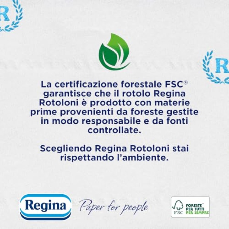 Rotoloni Regina - 8 Maxi Rotoli di Carta Igienica, 500 Fogli a 2 Veli, Lunghi Più del Doppio dei Normali Rotoli, Confezione 50% in Plastica Riciclata, Carta 100% Certificata FSC - 8 Rotoloni