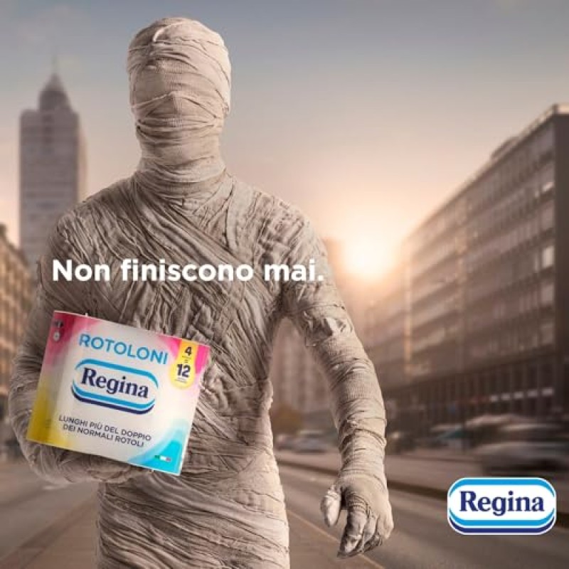 Rotoloni Regina - 8 Maxi Rotoli di Carta Igienica, 500 Fogli a 2 Veli, Lunghi Più del Doppio dei Normali Rotoli, Confezione 50% in Plastica Riciclata, Carta 100% Certificata FSC - 8 Rotoloni