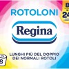 Rotoloni Regina - 8 Maxi Rotoli di Carta Igienica, 500 Fogli a 2 Veli, Lunghi Più del Doppio dei Normali Rotoli, Confezione 50% in Plastica Riciclata, Carta 100% Certificata FSC - 8 Rotoloni