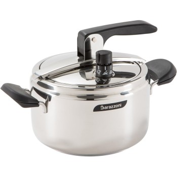 Barazzoni, ø22cm, Pentola a Pressione Modello Rapida, ø 22cm, capacità 7lt. Acciaio inox 18/10, Made in Italy, Argento, 7,0 Lt - 7 Litri