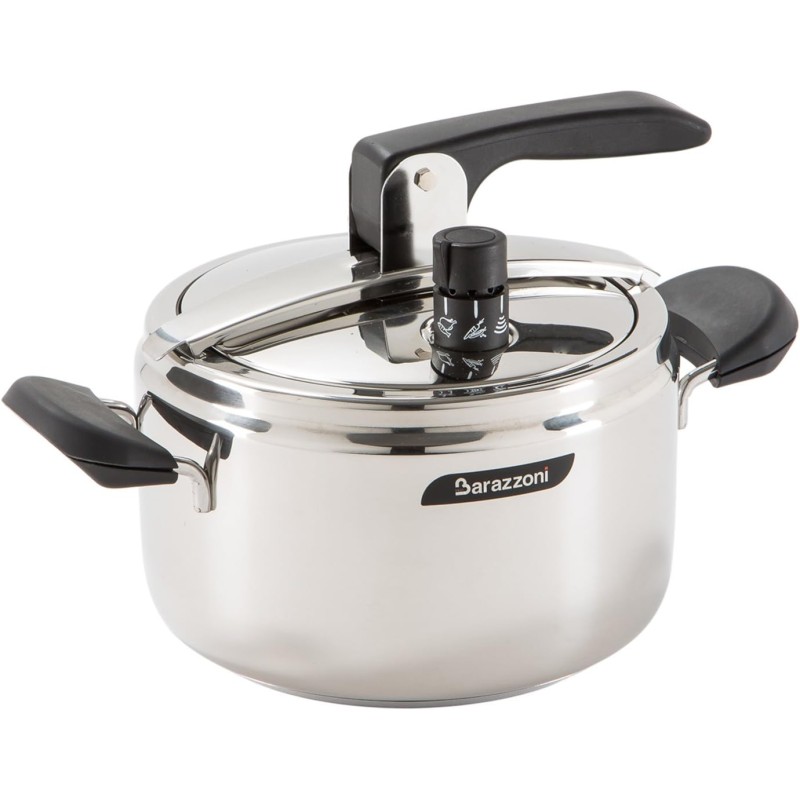 Barazzoni, ø22cm, Pentola a Pressione Modello Rapida, ø 22cm, capacità 7lt. Acciaio inox 18/10, Made in Italy, Argento, 7,0 Lt - 7 Litri