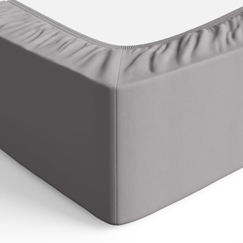 Amazon Basics Lenzuolo con angoli Singolo, 90 x 200 x 30 cm, in 100% Microfibra con altezza da 30cm, Grigio Scuro - 90 x 200 x 30 cm Grigio Scuro