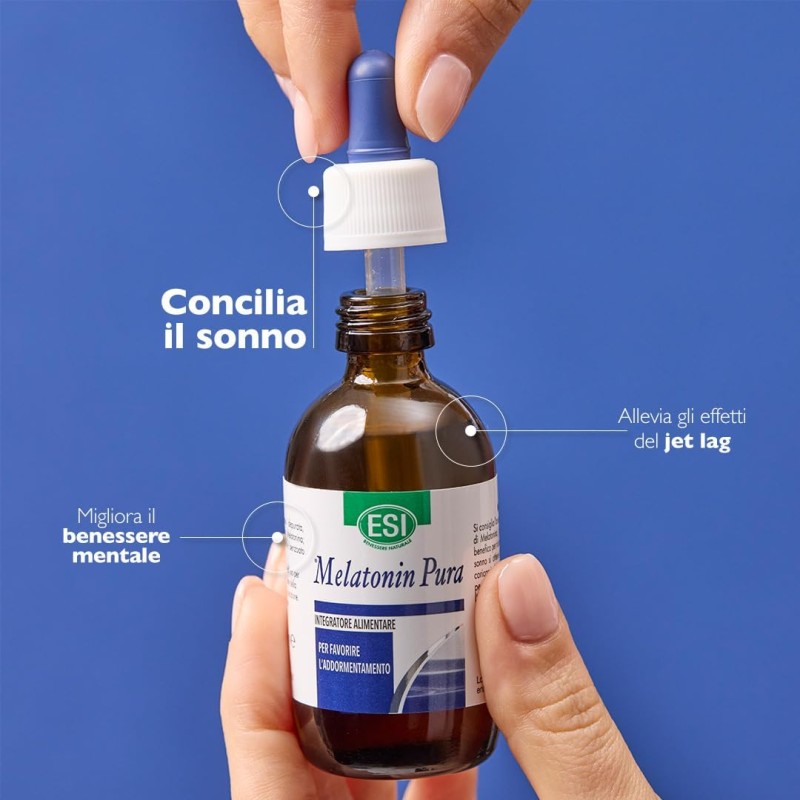 ESI - Melatonin Pura, Integratore Alimentare di Melatonina in Gocce, Favorisce il Sonno, Senza Glutine e Vegan, Gusto Arancia Rossa, 50 ml ESI - Melatonin Pura, Integratore Alimentare di Melatonina in Gocce, Favorisce il Sonno, Senza Glutine e Vegan, Gusto Arancia Rossa, 50 ml