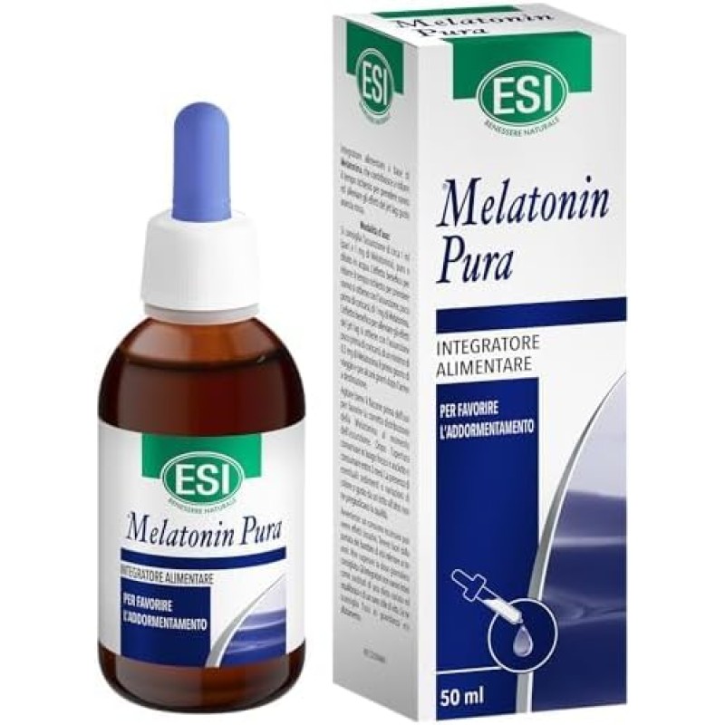 ESI - Melatonin Pura, Integratore Alimentare di Melatonina in Gocce, Favorisce il Sonno, Senza Glutine e Vegan, Gusto Arancia Rossa, 50 ml ESI - Melatonin Pura, Integratore Alimentare di Melatonina in Gocce, Favorisce il Sonno, Senza Glutine e Vegan, Gusto Arancia Rossa, 50 ml