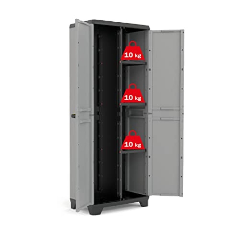Keter Armadio Portascope Stilo, 3 Ripiani Regolabili, Grigio Scuro/Nero, 68 x 39 x 173 H cm