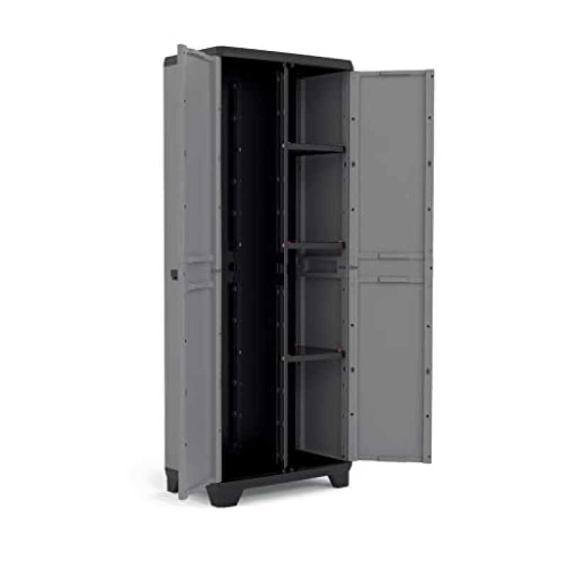 Keter Armadio Portascope Stilo, 3 Ripiani Regolabili, Grigio Scuro/Nero, 68 x 39 x 173 H cm