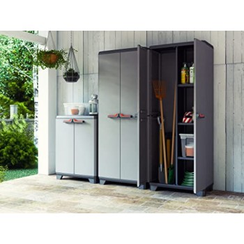 Keter Armadio Portascope Stilo, 3 Ripiani Regolabili, Grigio Scuro/Nero, 68 x 39 x 173 H cm Keter Armadio Portascope Stilo, 3 Ripiani Regolabili, Grigio Scuro/Nero, 68 x 39 x 173 H cm