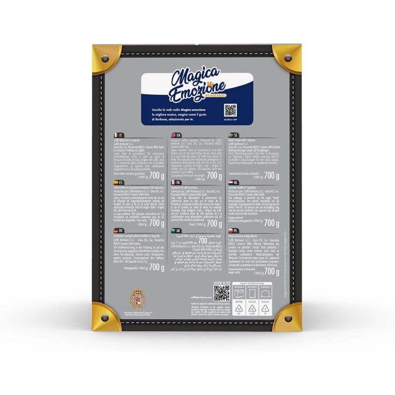 Caffè Borbone Miscela Blu - 100 Capsule - Compatibili con le Macchine Lavazza* Espresso Point* - Miscela Blu