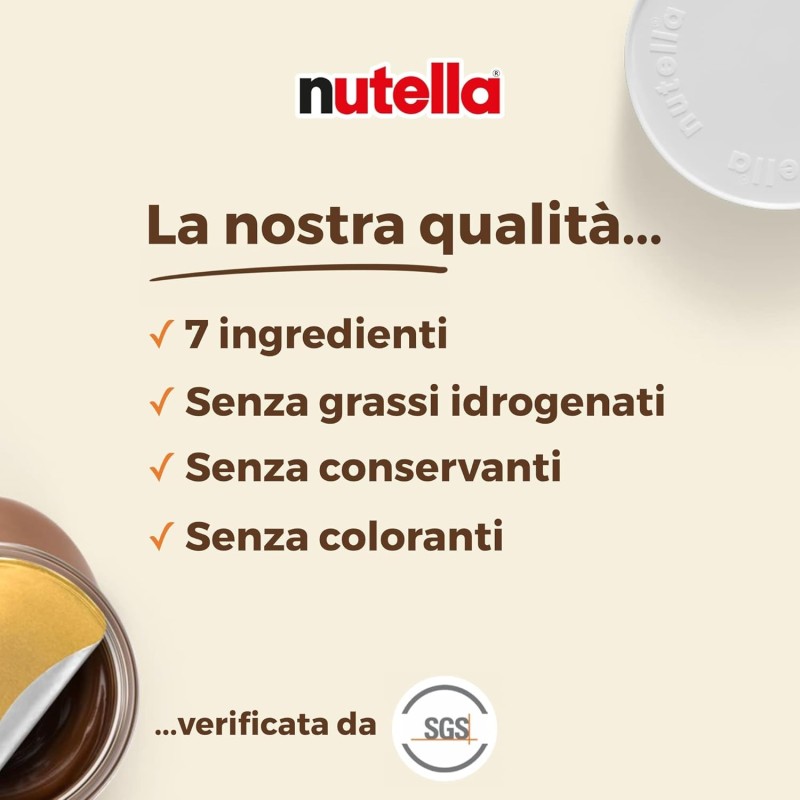 Nutella - Crema Spalmabile alle Nocciole e Cacao, Senza Glutine, Conservanti e Grassi Idrogenati, Ottimale a Colazione, Vasetto da 450 gr