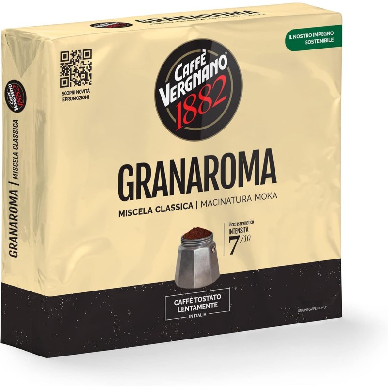 Caffè Vergnano 1882 Miscela Classica Caffè Macinato Granaroma, 2 x 250g - 250 g (Confezione da 2) Caffè Vergnano 1882 Miscela Classica Caffè Macinato Granaroma, 2 x 250g - 250 g (Confezione da 2)